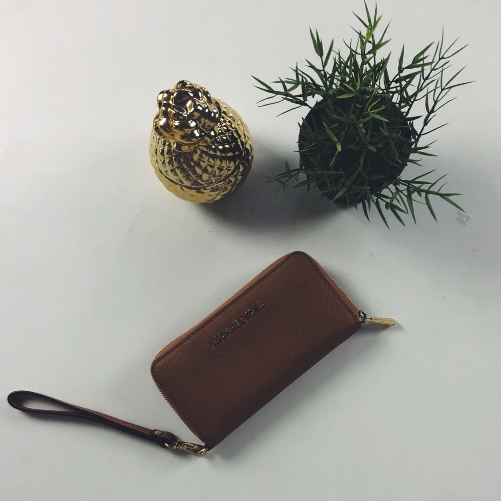 Michael Kors Wallet Wristlet Acorn/Tan